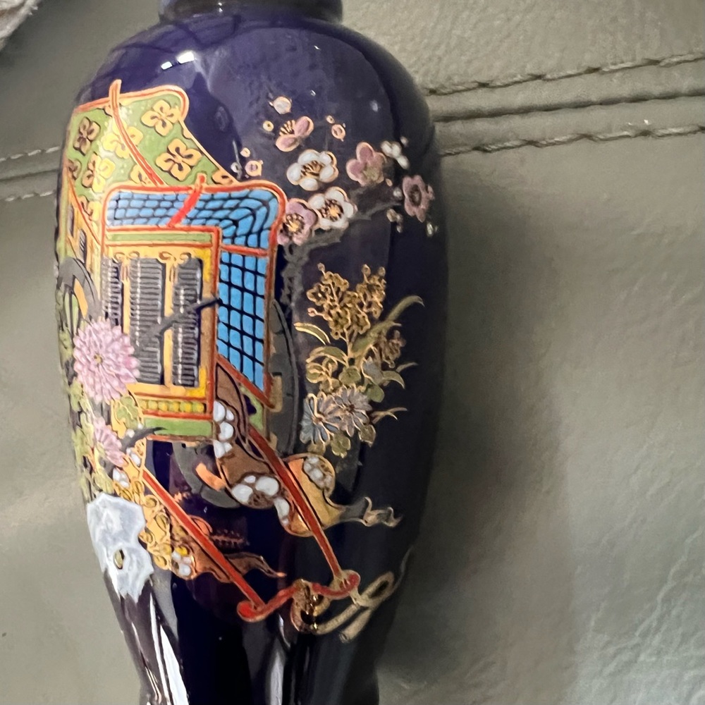 Vintage ASIAN CHINOISERIE Botanical FINE Floral BUD VASE Made in Japan - Picture 4 of 12